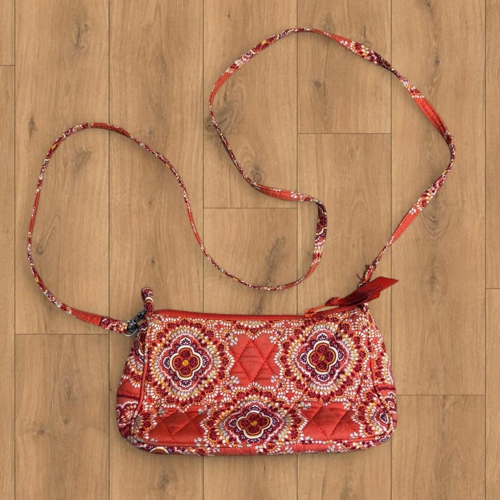 Vera Bradley Retired Print Red Orange Floral Quilted Crossbody Bag